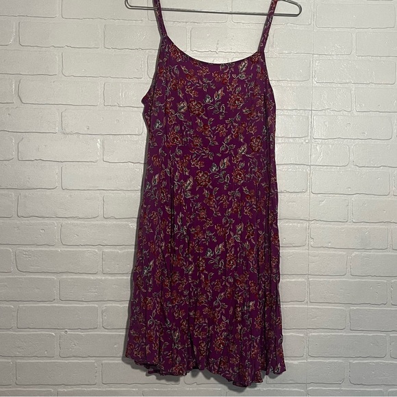 GAP Womens Mini Dress Purple Floral Spaghetti Straps Flowy Fit Medium - Picture 1 of 7